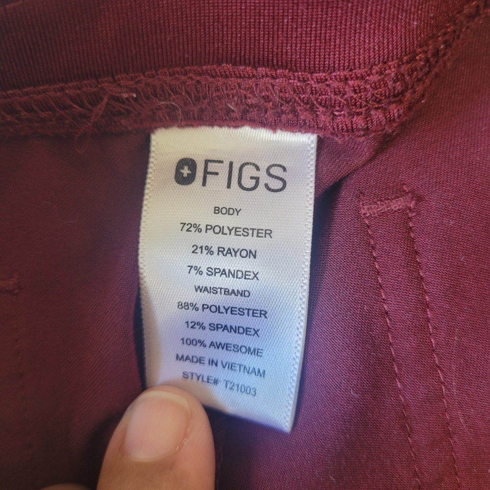 Figs Livingston Highwaisted Scrub Pants Burgundy Womens Size XS Medical Nurse - Picture 4 of 6
